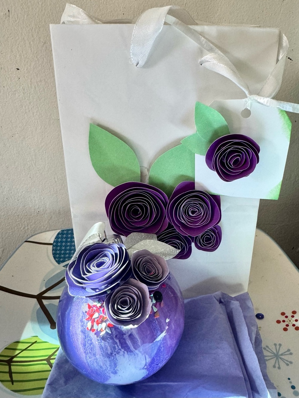 Hand painted Purple  Ornament gift set